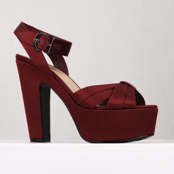 DIOR Muse Dior Satin Platform Heels, Ruby Red, EU 38 / US 8 - Picture 1 of 13